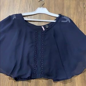 Blue Mesh Short Sleeve Top